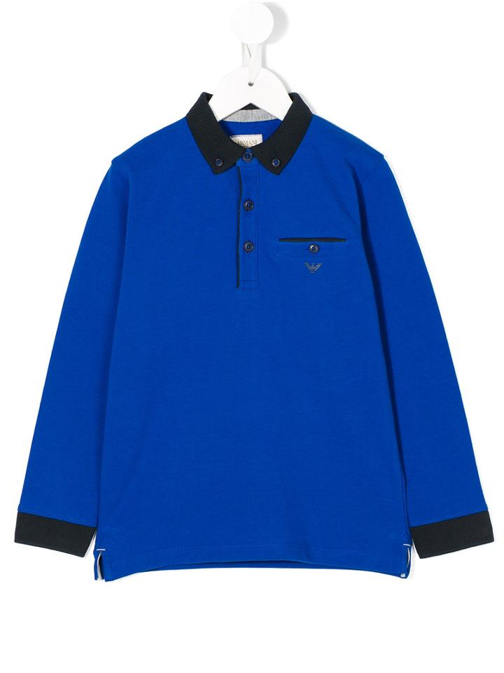 Armani Junior - Logo Polo Shirt - Kids - Cotton/spandex/elastane - 10 Yrs, Blue