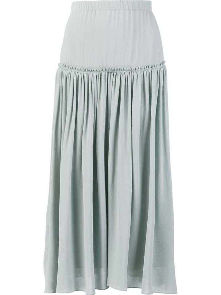 Chloé Pleated Midi Skirt, Women's, Size: 40, Blue, Silk