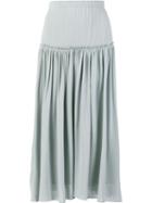 Chloé Pleated Midi Skirt, Women's, Size: 40, Blue, Silk