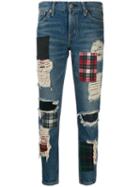 Junya Watanabe Ripped Patch Jeans - Blue