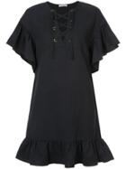 Ulla Johnson Flared Lace-up Dress - Black