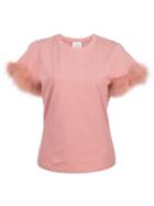 Cinq A Sept Zoie Feather Trim T-shirt - Pink
