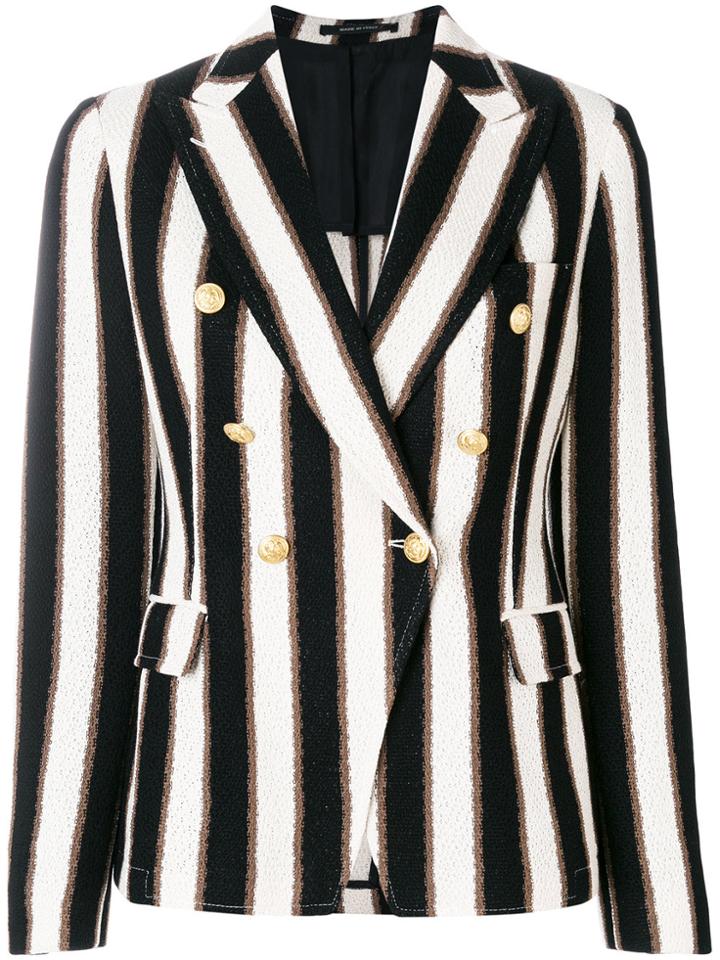 Tagliatore Striped Button Blazer - Nude & Neutrals