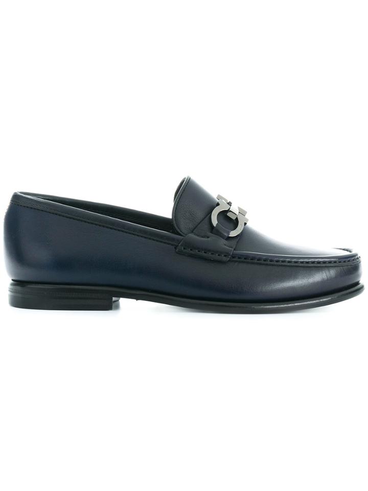 Salvatore Ferragamo Double Gancini Bit Loafers - Blue