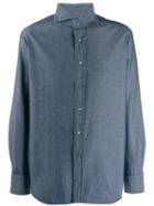 Tagliatore Collared Denim Shirt - Blue