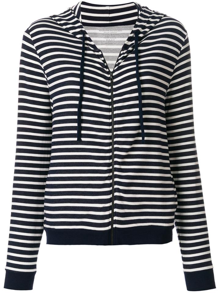 Majestic Filatures Striped Zip Front Hoodie - Blue