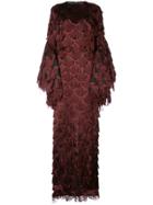Christian Siriano Fish Scale Fringed Gown - Red