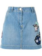 Kenzo Embroidered Cartoon Skirt, Women's, Size: 36, Blue, Cotton