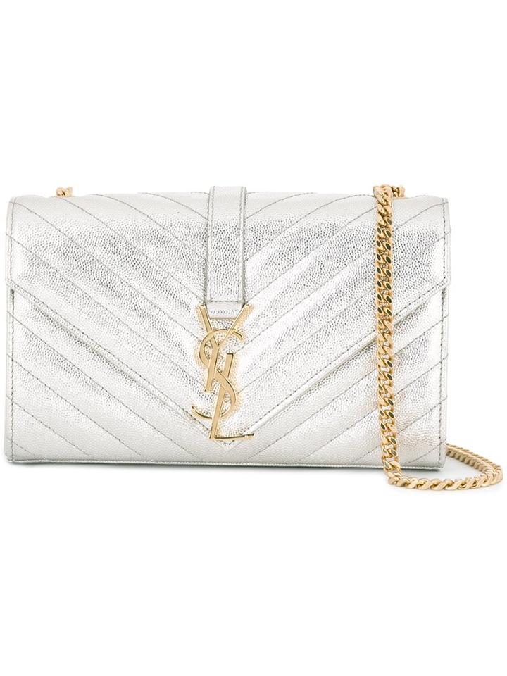 Saint Laurent Small 'monogram' Satchel, Women's, Grey