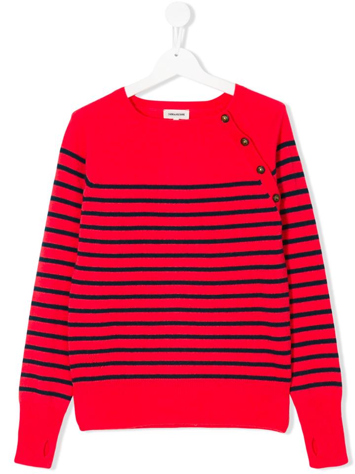 Zadig & Voltaire Kids Teen Striped Jumper - Red