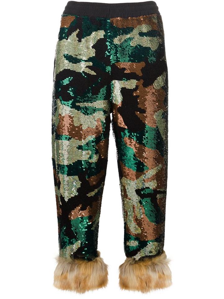 Ashish Faux Fur Trim Sequinned Trousers