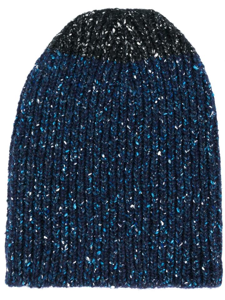 Marni Two-tone Melange Beanie - Blue