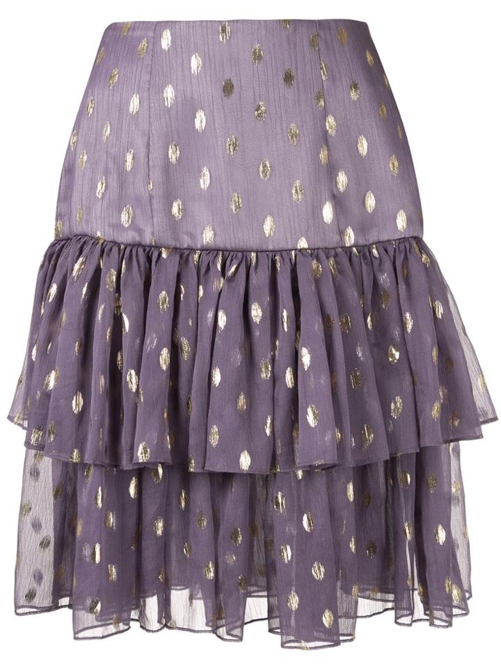 Bambah Ruffle Polka Dot Mini Skirt - Purple