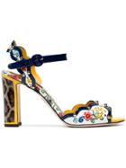 Dolce & Gabbana Leopard Keira Majolica 95 Leather Sandals -