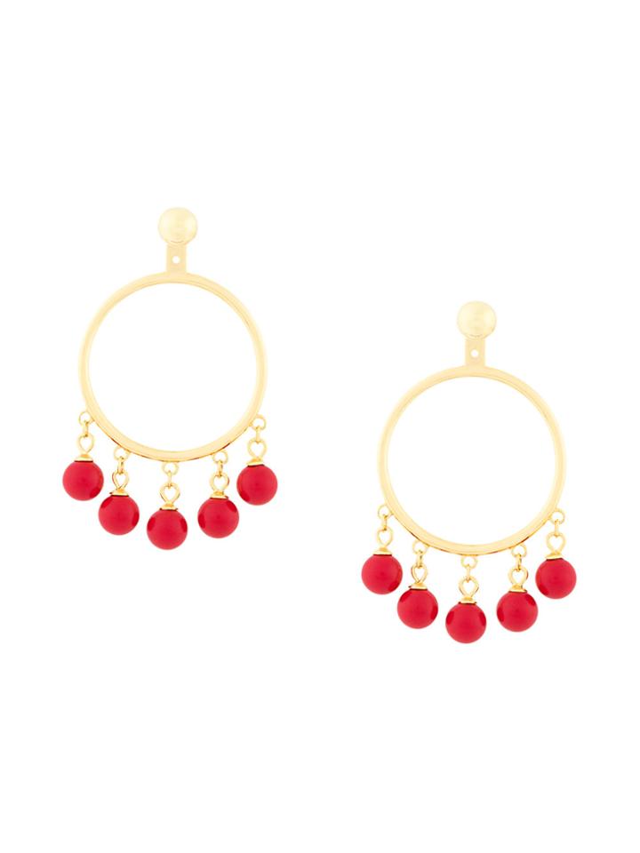 Eshvi Fang Pearl Charm Earrings - Metallic