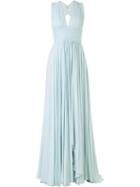 Zuhair Murad - Plunge Pleated Gown - Women - Silk/polyamide - 40, Blue, Silk/polyamide