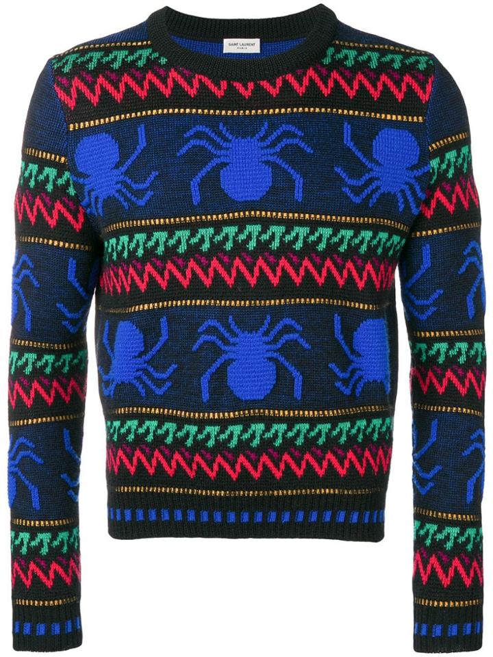 Saint Laurent Spider Jacquard Jumper - Black