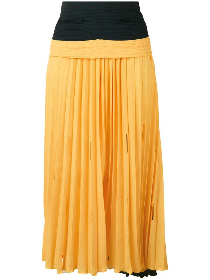 Marco De Vincenzo - Gathered Waist Pleated Skirt - Women - Polyester - 46, Yellow/orange, Polyester