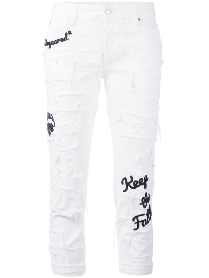 Dsquared2 Glam Head Embroidered Jeans - White