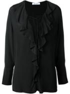 Dondup Flounce Collar Blouse, Women's, Size: 44, Black, Viscose/silk