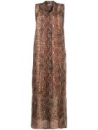 Twin-set Animal-print Long Dress - Brown