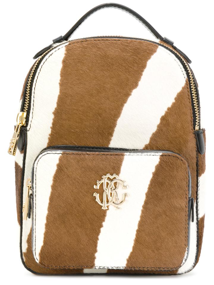 Roberto Cavalli Zebra Print Calf Hair Mini Backpack - Brown