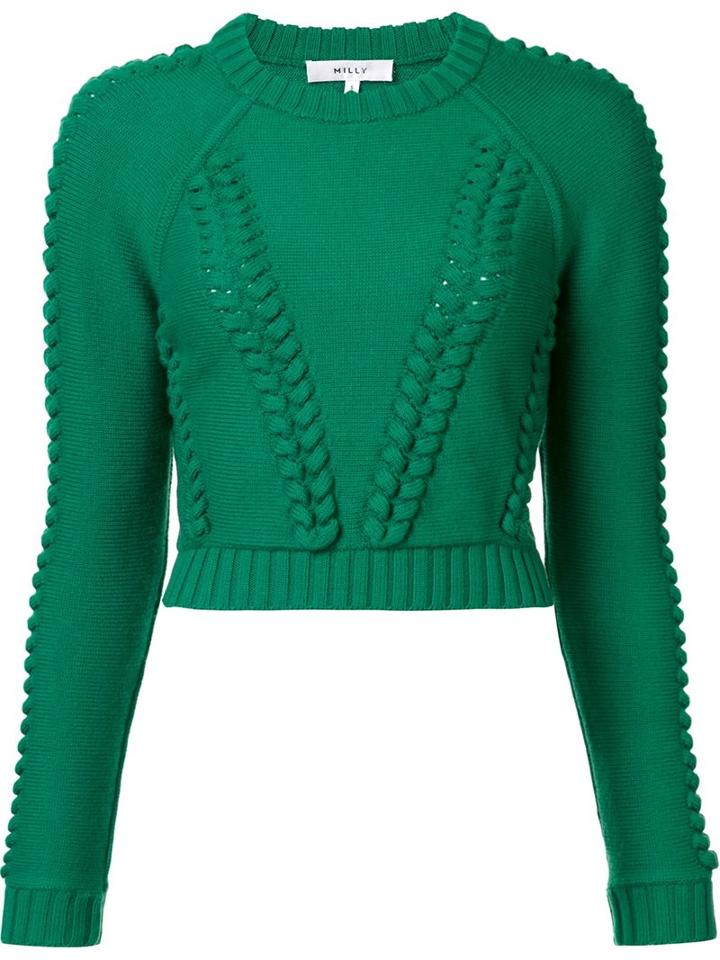 Milly Cropped Jumper, Women's, Size: Small, Green, Wool