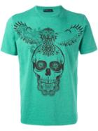 Etro Skull Print T-shirt, Men's, Size: Large, Green, Cotton