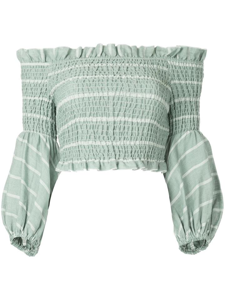 Suboo Striped Balloon Sleeve Top - Blue