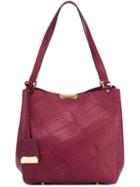 Burberry Embossed Check Shoulder Bag, Women's, Pink/purple, Calf Leather