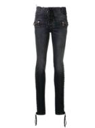 Unravel Project Lace-up Skinny Jeans - Black