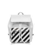 Off-white White And Black Diagonal Stripe Leather Backpack