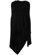 Zambesi Asymmetric Hem Oversized Shawl Cape - Black