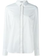 Brunello Cucinelli Embellished Placket Shirt, Women's, Size: Large, White, Cotton/polyamide/spandex/elastane