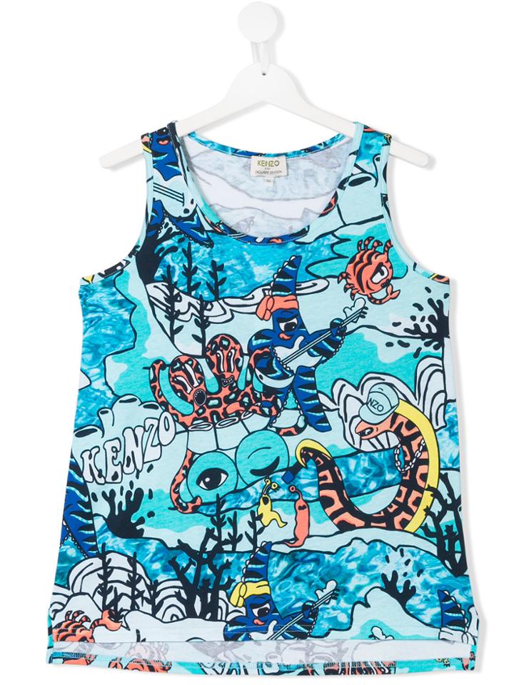 Kenzo Kids Teen Multi-logo Vest - Blue
