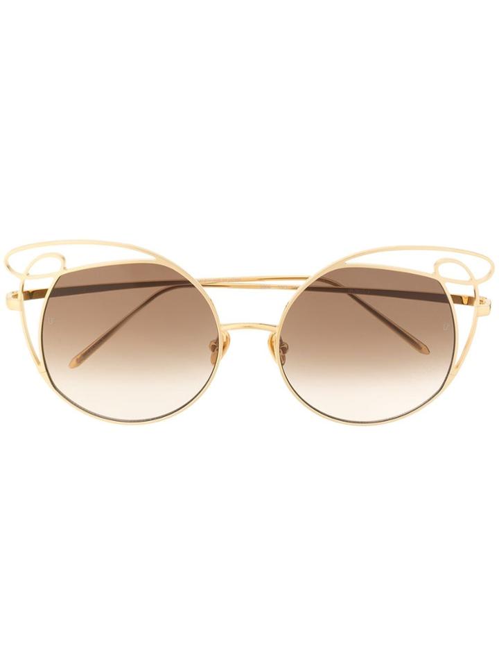 Linda Farrow Cat Eye Tinted Sunglasses - Gold