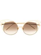 Linda Farrow Cat Eye Tinted Sunglasses - Gold