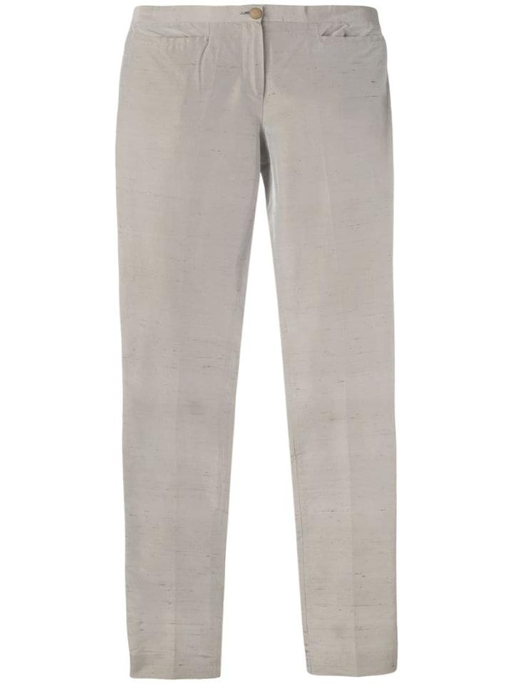 Romeo Gigli Pre-owned Slim Textured Trousers - Grey