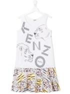 Kenzo Kids Jungle Print Dress, Girl's, Size: 14 Yrs, White