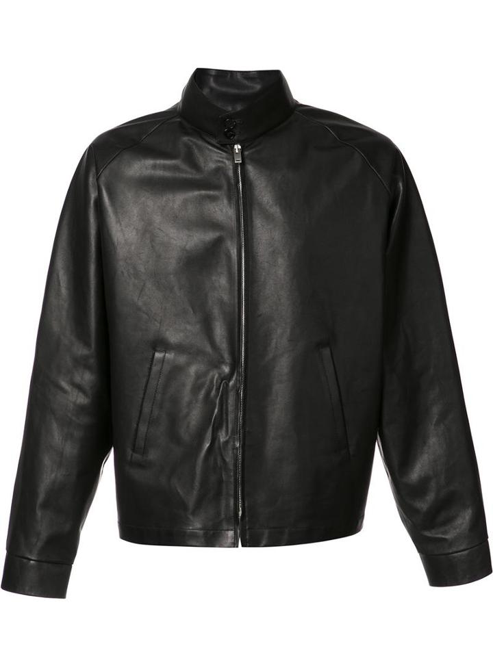 Maison Margiela Classic Leather Jacket, Men's, Size: 48, Black, Cotton/calf Leather