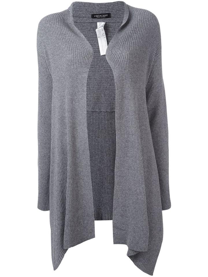 Twin-set Draped Cardigan, Women's, Size: Xs, Grey, Polyamide/viscose/cashmere/wool