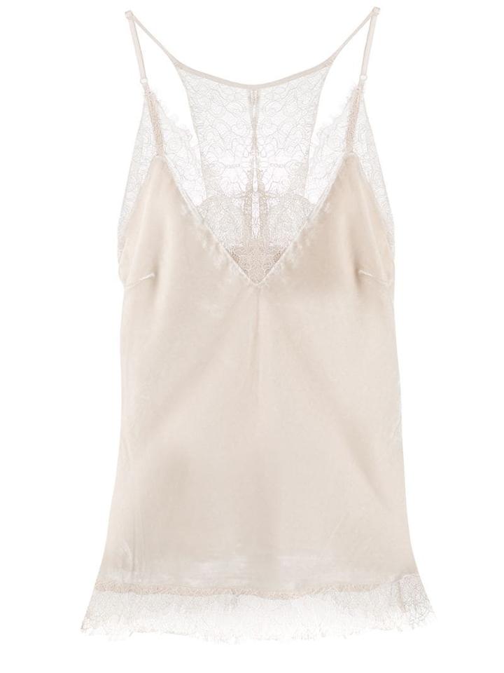 Gold Hawk Lace Trim Velvet Camisole - Neutrals