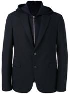 Neil Barrett Hooded Blazer, Men's, Size: 50, Blue, Virgin Wool/polyester/spandex/elastane/viscose