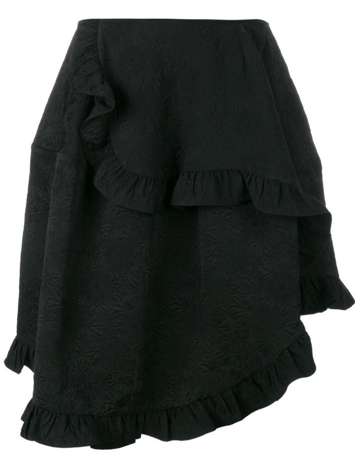 Simone Rocha Asymmetric Ruffle Skirt, Women's, Size: 12, Black, Cotton/polyester