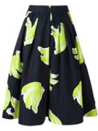 Msgm - Print Pleated Skirt - Women - Cotton - 38, Black, Cotton