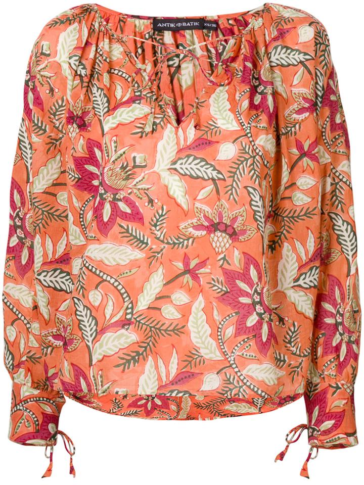 Antik Batik Floral Print Blouse - Pink & Purple
