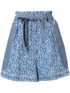 Ulla Johnson Floral Belt Shorts, Women's, Size: 8, Blue, Cotton