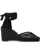 Castañer Carina Wedge Espadrilles, Women's, Size: 38, Black, Linen/flax/leather/rubber