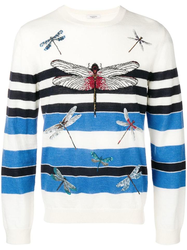 Valentino Dragonfly Embroidered Jumper - Nude & Neutrals