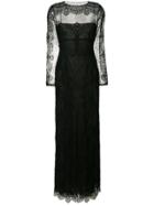 Alberta Ferretti Front Cut-out Lace Gown - Black
